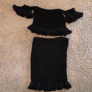 Gab & Kate Skirt &Off the Shoulder Cropped Top Set